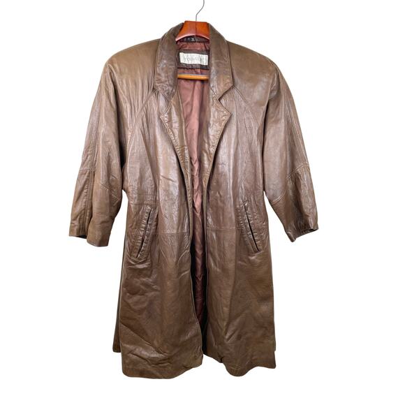 Vintage Womens Jacket Sz S Lambskin Leather Oversized Hipster Grunge Car Coat - Picture 12 of 12